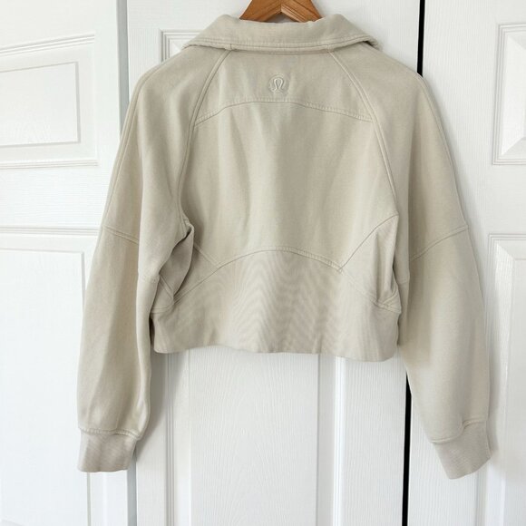 Lululemon Scuba Oversized Half Zip Pullover Funnel Neck Cream XS/S Cotton - Picture 5 of 6